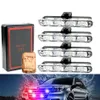 12V 16 LED Strobe Flash Warning Emergency Light Wireless Remote Controller Dash Flashing Lamp Vehicle Lights Red Yellow Blue 4pcs/Set