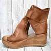 Flat Bottom summer Ankle boots Women's wedge sandals belt Buckle Roman shoes Women Open Toe