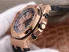 F Lüks İzle 12 Bit Zamanlama Hareketi Erkekler İzler 42mm Deri Saat Bandı All-Rose Gold Luminous Holluwatch239R