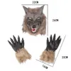 Halloween Party Bar Wolf Maske Dekoration Requisiten Horror Latex Plüsch Wolf Handschuhe