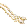 Guaiguai Jewelry Bezel Set White Keshi Biwa Pearl Chain Long Necklace 52039039 여성용 스웨터 체인 목걸이 수제 REA2472726