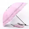 レースの女性の雨傘サンパラグアスムヤーブラックパラソル折りたたみプリンセスガードラChuva Invertido UV保護装飾210721