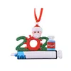 Em stock Quarantine personalizado Natal 2021 Decoração DIY DIY DIY Ornamento Bonito Resina Boneco de Neve Pingente Distanciando Social Party