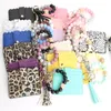 Multicolor Paspoort Houder Gunst Siliconen Kralen Armband Lederen Tassel Sleutelhanger Elastische Bead Bangle Marbling Card Case Portemonnee