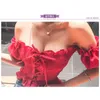 Przyjazd Boho seksowne letnie top damskie topy i bluzki puchanie rękawa z ramion koronkową koszulę plażową Blusa feminina 210326