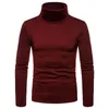 Herrtröjor Mode Casual Slim Fit Basic Turtleneck tröja Stickad tröja Dubbelkrage manliga toppar