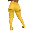 S-4XL Yellow Red Casual Skinny Ripplate Dżinsy Dla Kobiet Jesień Wysoka Paistia Plus Rozmiar Denim Spodnie Streetwear Elastyczny Hollow Sporter 210708