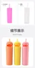 24colors 16oz 무광택 컵 텀블러 마른 스키니 플라스틱 아크릴 텀블러 뚜껑 짚 500ml 커피 머그잔 이중 벽 플라스틱 컵.