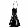 Preto Sexy Feminino Saia Curta Vestido de Baixo Seio Couro PU Látex Cinto Condolência Festa de Verão Boate Feminino Midi