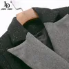 Sprint Moda Runway Tweed Outwear Płaszcz Kobiety Długi Rękaw Czarny Elegancki Asymetryczny Windbreaker 210522