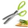 JA13 Multifunctional Stainless Steel Kitchen Knives 5 Layers Scissors Sushi Shredded Scallion Cut Herb Spices Scissor Cooking Too8126547