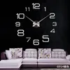 Horloges murales grande horloge autocollant Design moderne bricolage Art 3D décoratif suspendu grande montre décor à la maison silencieux