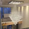 Lampes suspendues Duplex Bâtiment Grand Lustre Salon Lampe Moderne Villa Hall El Carré Cristal Long Escalier Lustres