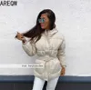 Otoño Invierno Parkas de algodón Abrigo de mujer Ropa de mujer Cintura delgada Manga larga con capucha Outwear Ropa 211018