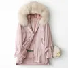 Manteau parka d'hiver de luxe en fausse fourrure pour femme, doublure à capuche, vêtement d'extérieur chaud et Long, LF21021KQN