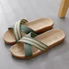 Summer slippers four seasons lovers indoor non-slip soft bottom not slip thick woven sandals