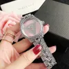 Märke Watches Women Lady Girl Diamond Crystal Triangle Question Mark Style Metal Steel Band Quartz Wrist Watch GS 438777611