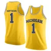 Nikivip Michigan Wolverines College # 0 Brent Hibbitts # 1 Charles Matthews # 24 C.J. Baird Maillots de basket-ball Hommes cousus Numéro personnalisé Nom