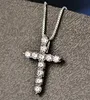 Lucky Female Cross Crystal Pendants Silver Color Chain Necklaces Shiny Zirconia Choker Necklaces Fashion Jewelry Gifts For Women