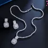 CWWZircons Shiny Baguette Cubic Zirconia Wedding Bridal Party Necklace Earrings Fashion Gold Color Jewelry Sets Accessories T583 H1022