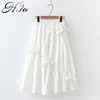 Skirts Womens Summer Ropa Mujer Bohemia High Waist Bow Tie Elastic Long Skirt Woman Black White Jupes 210430