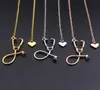 Mode Medische Sieraden Alloy I Love You Heart Hanger Ketting Stethoscope Ketting voor Verpleegkundige Arts Sieraden Gift Wholesale DHL Snelle Schip