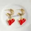 Corée émail coeur pendentif cercle rond grandes boucles d'oreilles pour femmes Vintage couleur or métal amour coeur suspendu boucle d'oreille