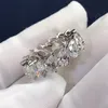 Ringos de cluster Eternidade Corte de pêra simulada diamante cz anel 925 alia de casamento de noivado de prata esterlina para mulheres joias de festa