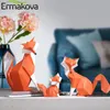 Ermakova Nordic Nowoczesny Streszczenie Geometryczna Pomarańczowa Figurka Statua Desktop Ornament Office Home Decoration Resin Craft 210607
