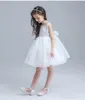 New Flower Girl Abiti Bianco Avorio Real Party Pageant Communione Dress Bambine Bambini Bambini Vestiti per matrimonio