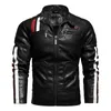 Herren Motorrad Jacke 2021 Herbst Winter Männer Faux PU Leder Jacken Casual Stickerei Biker Mantel Zipper Fleece Männliche Jacke 220211