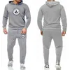 Autumn and Winter Fashion Men's Tracksuit Solid Color Hooded Sweater + Jogging Casual Pants Jott Print Design Clothing 211220