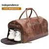 Duffel Bags Luufan Crazy Cabe Couro Homens Saco de viagem com sapato bolso vintage vaca macho fim de semana luage mão grande