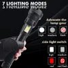 New XHP90+COB red and white light bright flashlight telescopic focusing USB rechargeable brights flashlight