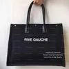 Tasarımcı Tote Çanta Kadın Çanta Plaj Rive Gauche Moda Keten Omuz Çantalar Yüksek Kalite Siyah Büyük Kapasiteli Seyahat Alışveriş Çantası 45 cm