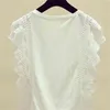 Fashion womens Clothing 3XL 4XL Plus Size blouse short sleeve ruffles lace women shirts Solid white Women Tops 4835 50 210506