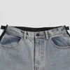 Denim hål casual byxor för kvinnor hög midja patchwork träff färg bredben jeans kvinnlig mode stil 210521