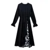 Estilo de rua Irregular Manga Completa Mulheres Vestido De Festa O Pescoço Dobra Das Senhoras Vestidos Longos Primavera Chic Plus Size Robe Feminino 210521