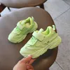 2021 Rosa Kids Sneaker För Flickor 2021 Höst Nya Koreanska Kids Boys och Girls Mesh Andningsbar Mjukt Sole Mesh Running Dad Shoes G1025