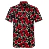 Lato Czysta Bawełna Z Krótkim Rękawem US Rozmiar Hawaiian Rose Floral Beach Męska koszula Regularne dopasowanie Breathable 210721