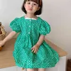 Robe d'été de style coréen manches bouffantes florales douce princesse vêtements pour enfants fille mignonne 210515