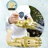 Kids Novelty Games Favor Automatic Gatling Bubble Gun Toys Summer Soap Water Bubbles Machine 2-in-1 Electric For Children Gift Toy239U