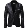 Men's Suits & Blazers Autumn Winter Business Luxury Blazer Fashion Banquet Leather Dress Suit Jacket Slim Texture High Quality Pu