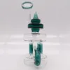 6 polegadas Pavão Verde Reciclador Bubbler Vidro Tubulação de Água Bong Perk 14mm Bowlah