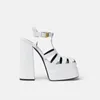 Sandales femmes bout carré plate-forme bloc 14CM chaussures à talons hauts Rome gladiateur grande taille noir blanc 2022