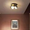Noordse LED -plafondlamp Zwarte glazen bal kroonluchter voor ingang Corridor Gangen Balkon Aisle Indoor Decoratie Armaturen Lichten