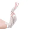 Femmes gants évider trous Sexy Punk Goth dames Disco danse Costume sans doigts maille résille gants moto Protection Y0827