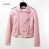 Primavera Faux Casaco de Couro Mulheres Moda Vintage Curto Biker Jaquetas Cores Brilhantes Boa Qualidade Pu Casacos Feminino 210430