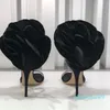 Sıcak Satış-Kadınlar Saten Hakiki Deri Elbise Ayakkabı Toka Çiçekler Balık Ağız Sandal Sahne Gösterisi Yüksek Topuklu Ayakkabı Kadın Parti Sandalet