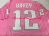 Män kvinnor ungdom tom brady anpassad sydd rosa fotboll tröja xs-5xl 6xl